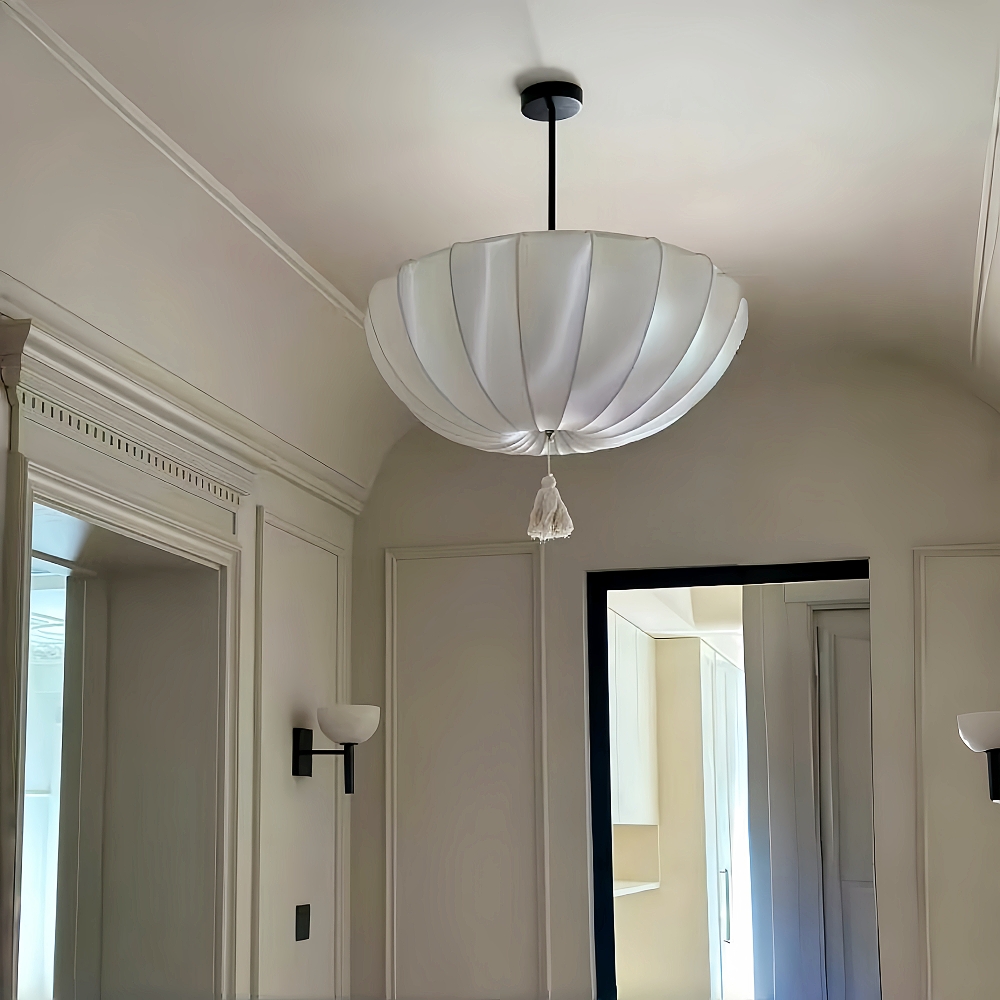 Nordic Medieval Fabric Pendant Lamp French Hotel Living Room Chandelier