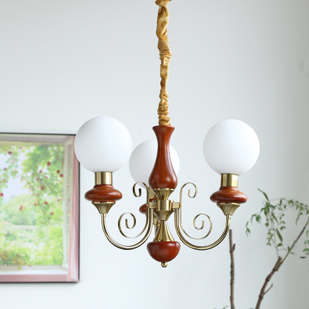 French Retro Pastoral Style Cream Bedroom Living Room Multi Head Chandelier