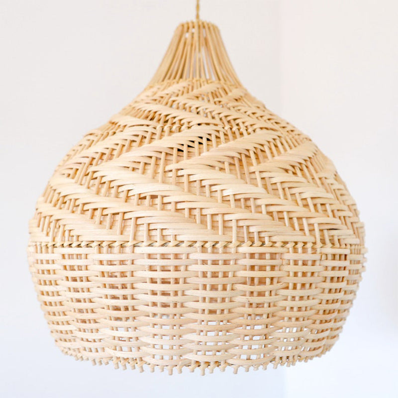 Decorative Hand-Woven Rattan Hardwired Ceiling Light Basket Lampshade