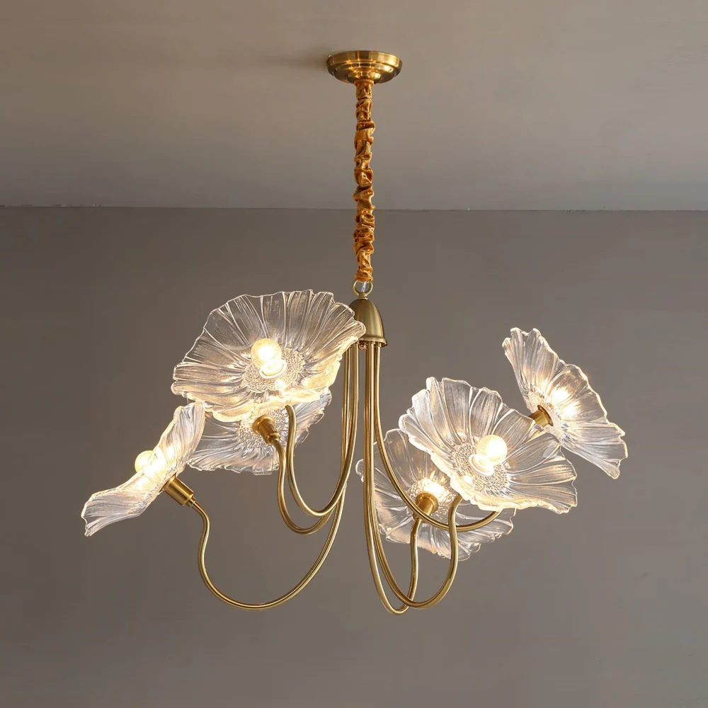 Nordic retro lotus style glass pendant light luxury living room and dining room light