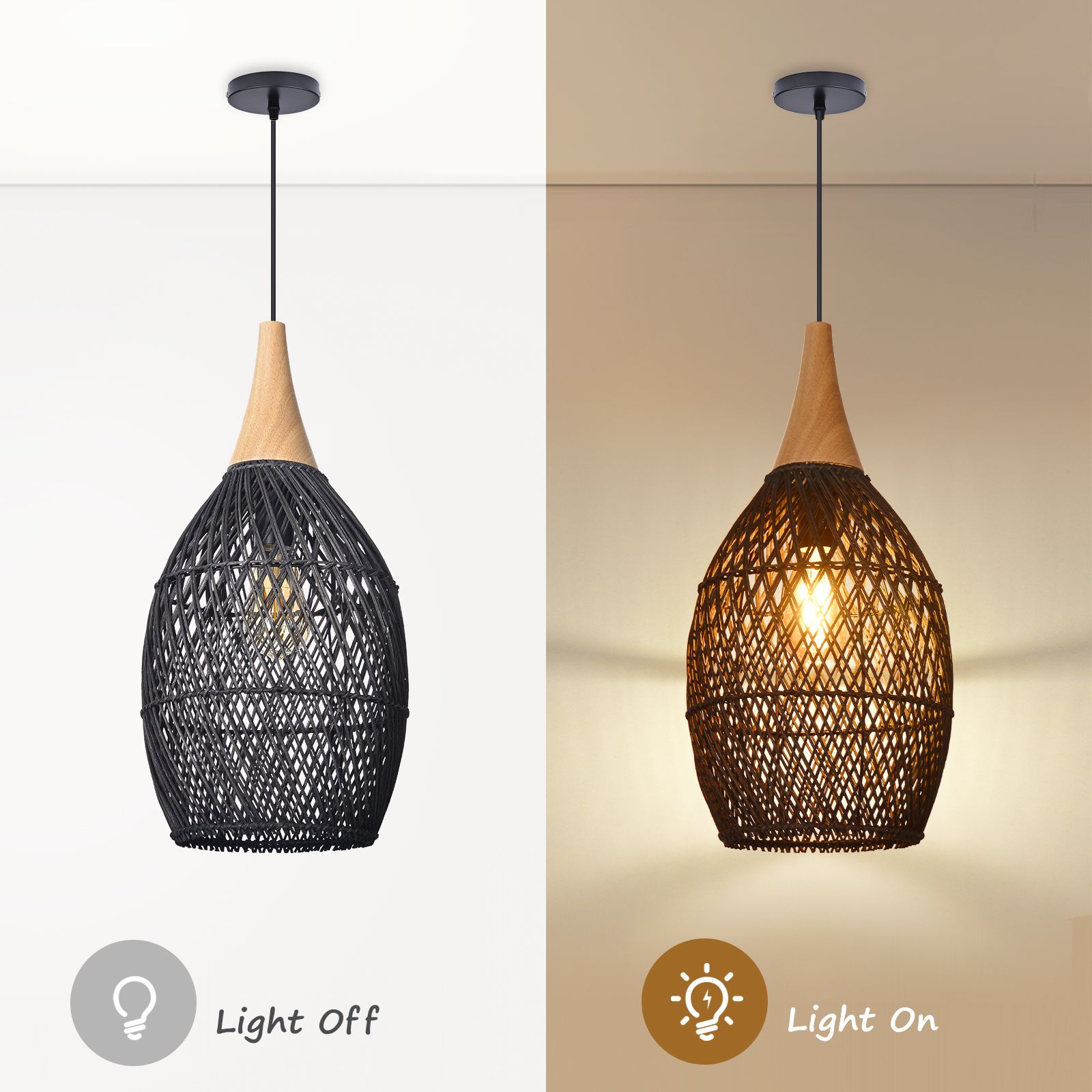 Wabi-sabi Rattan Chandeliers Rustic Handwoven Light Fixture for Restaurant