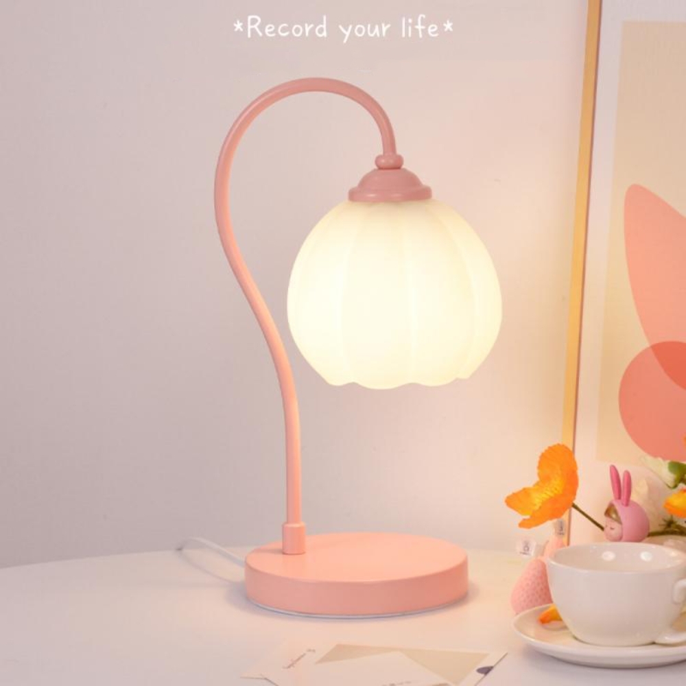 Bedroom desk lamp cream style bedside study flower bud creative eye protection night light