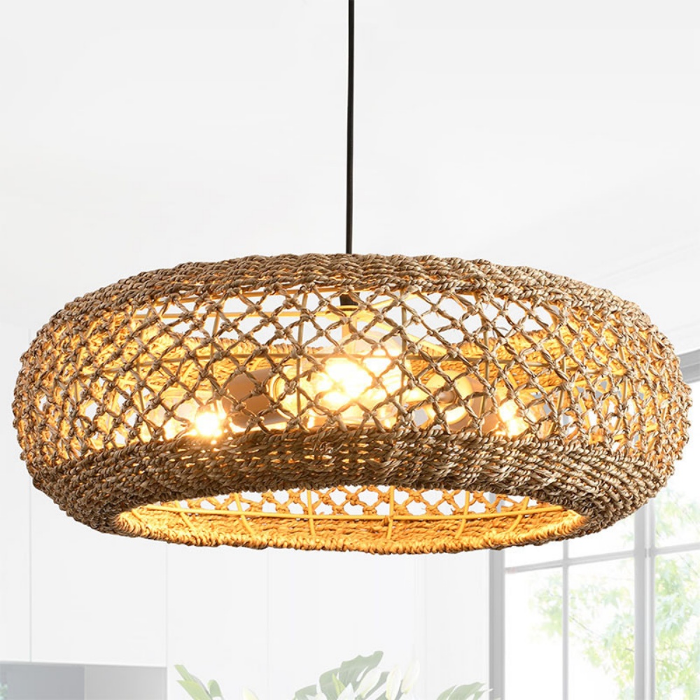 Boho Style Vintage Seagrass Pendant Light