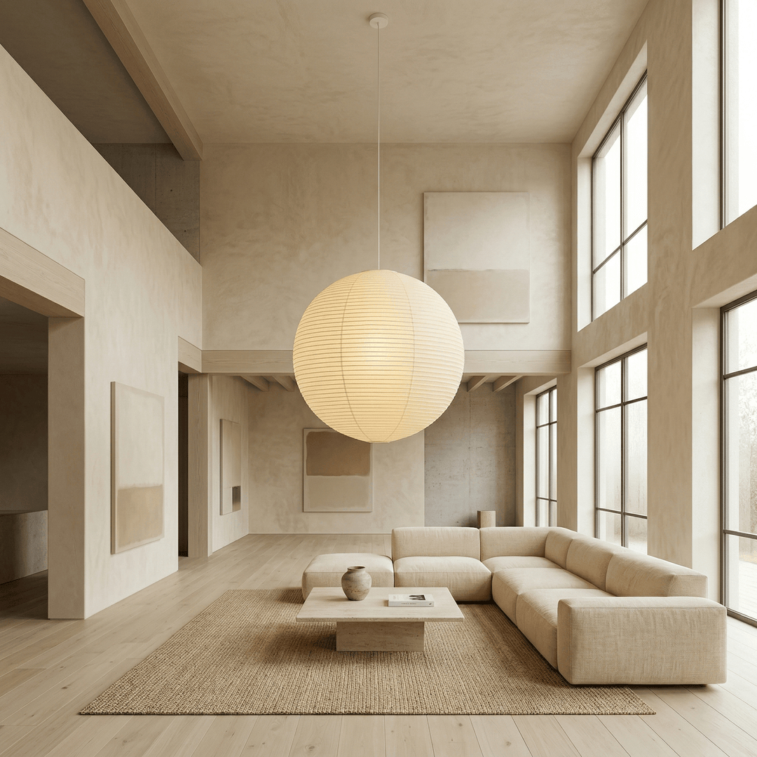 Japanese Simple Wabi-Sabi Ball Chandelier Inspired Paper Hanging Light