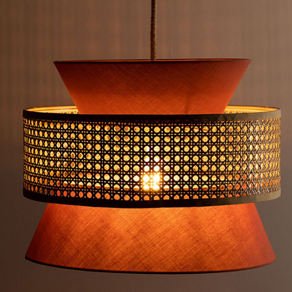 Hand-Woven Home Decor Rattan Tiered Chandelier Red, Blue Modern Wicker Light Pendant