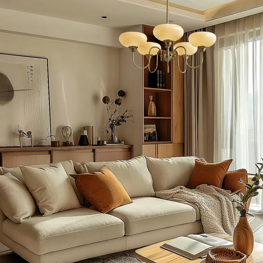 Bubble Creamy Persimmon Glass Chandelier