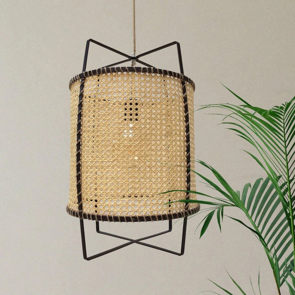 Wabi-Sabi Style Rattan Cane Pendant Light