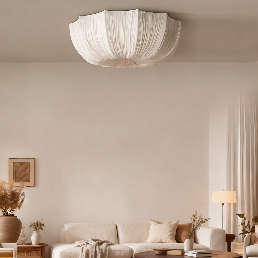 Japanese Retro Wabi-Sabi Style Fabric Pendant Light Living Room Bedroom Lighting Fixtures