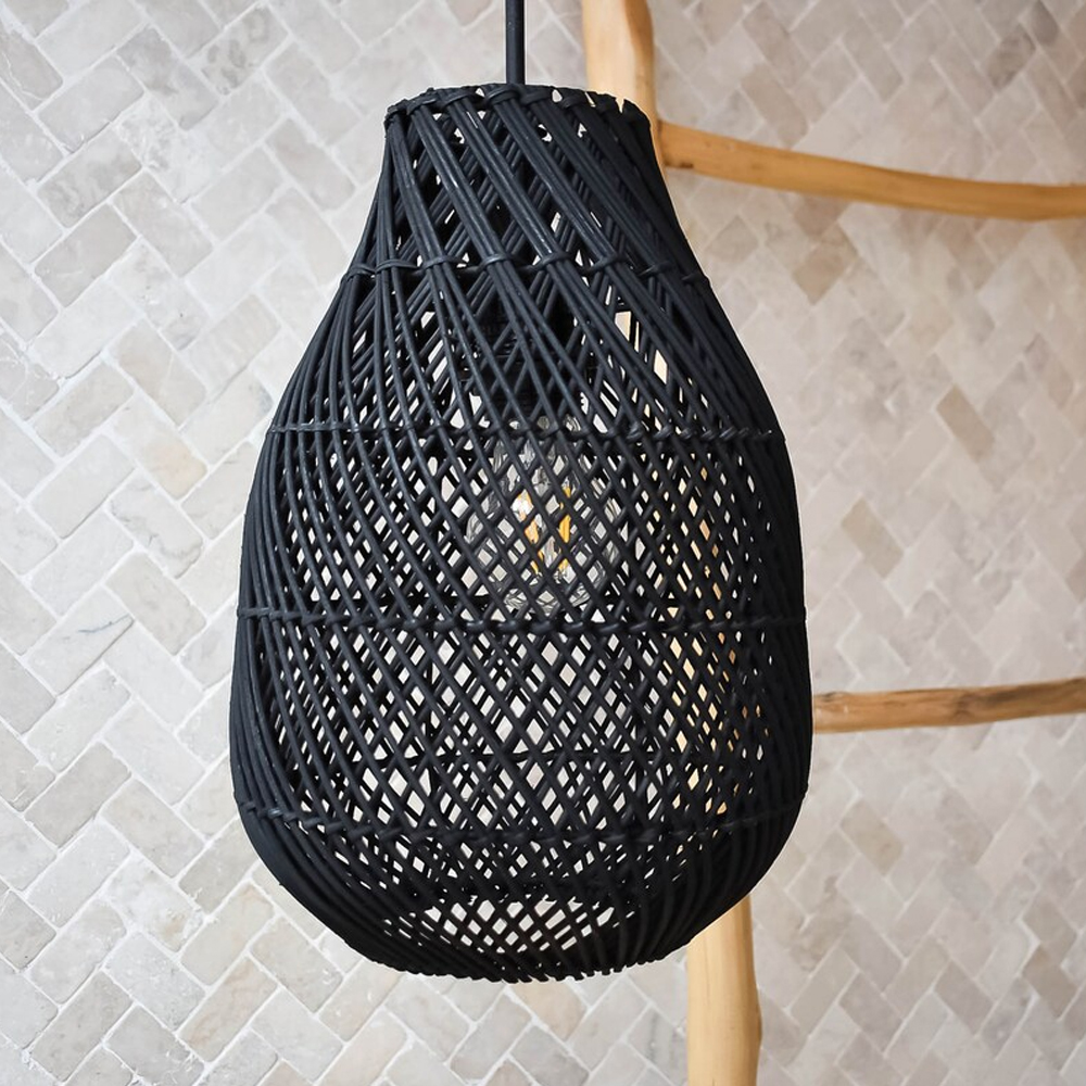 Boho Kitchen Lighting Fixture Unique Handmade Rattan Pendant Lamp Shade