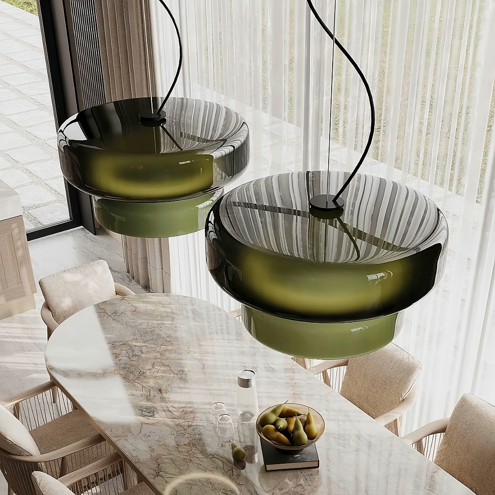 Spanish Style Colorful Creative Glass Double Layered Pendant Light