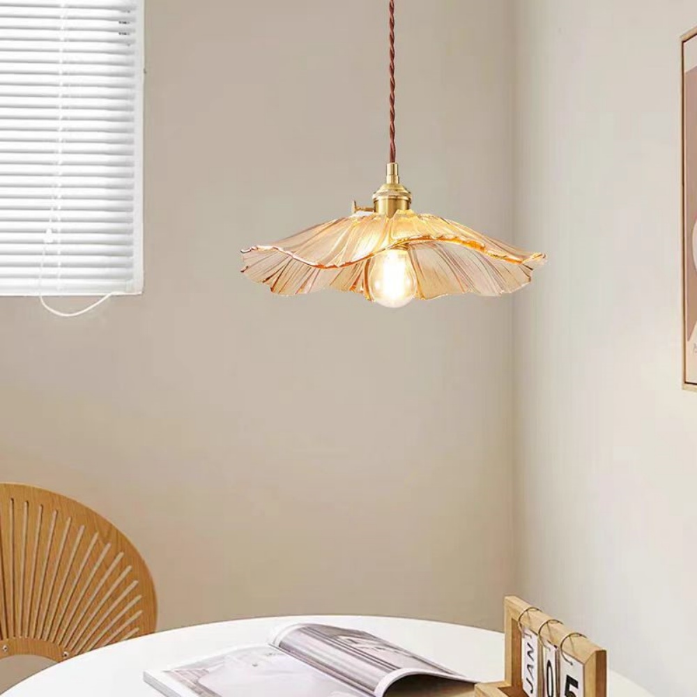 Japanese Retro Glass Flower Pendant Light Modern Creative Entrance Bar Lighting Fixtures