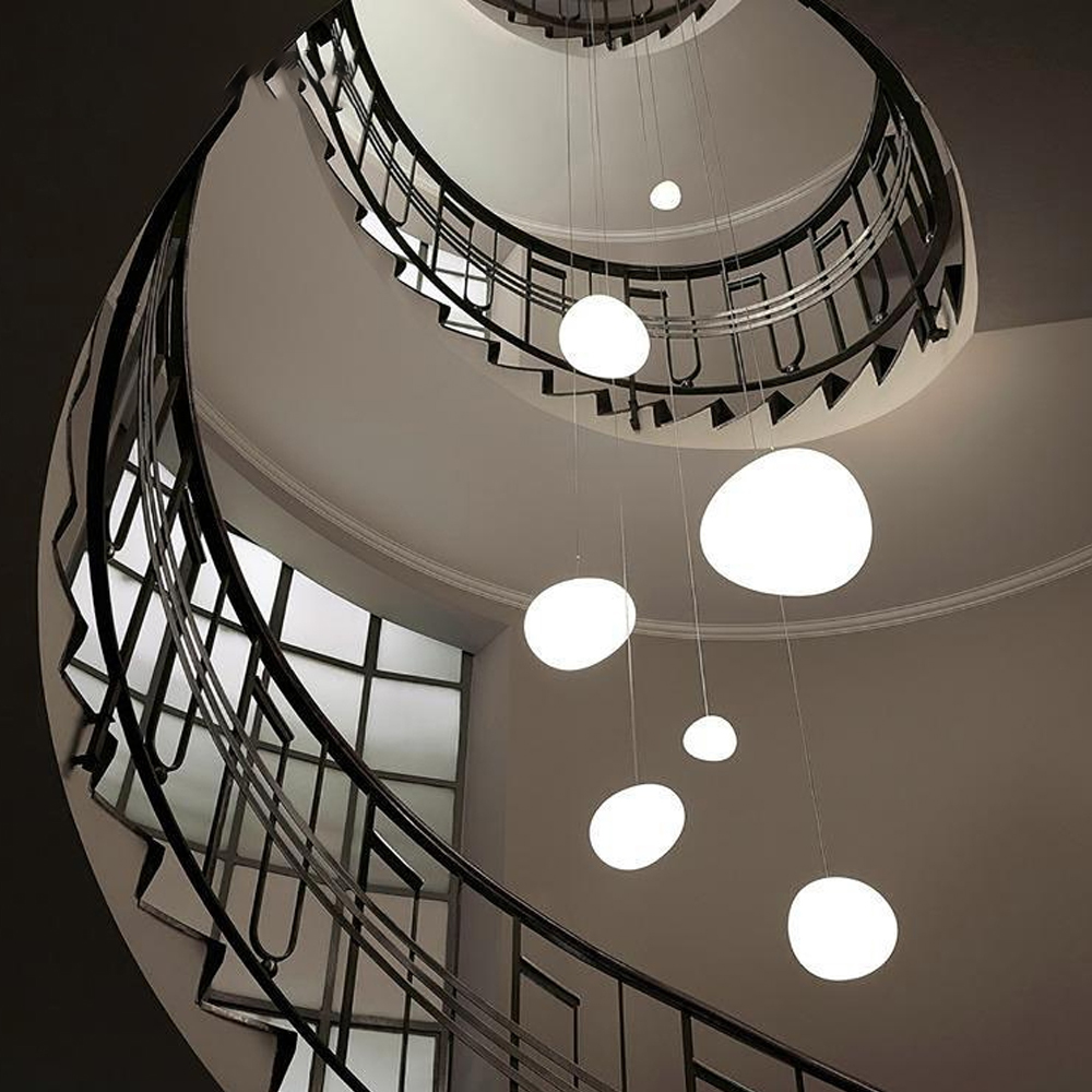 Danish Creative Pebble Chandelier Loft Apartment Duplex Spiral Staircase Pendant Light