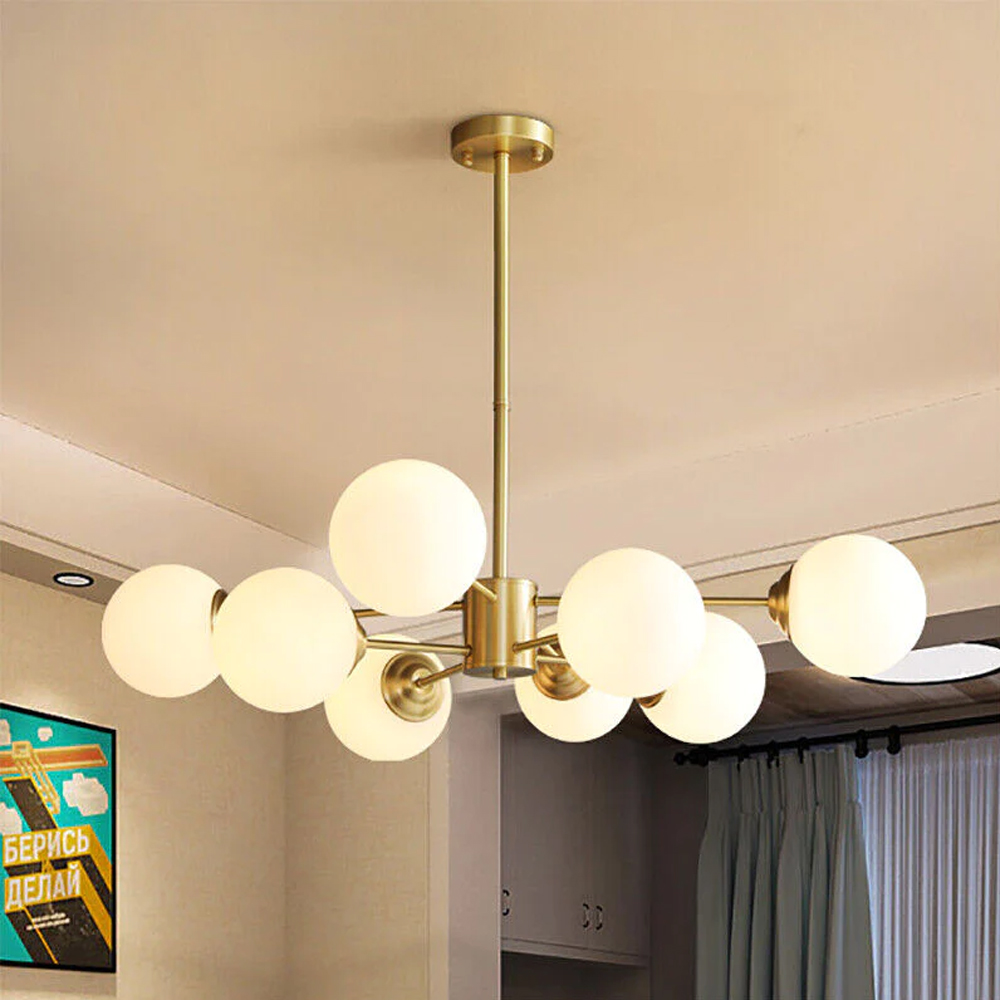8-light Sputnik Gold Chandelier Brass Ceiling Light