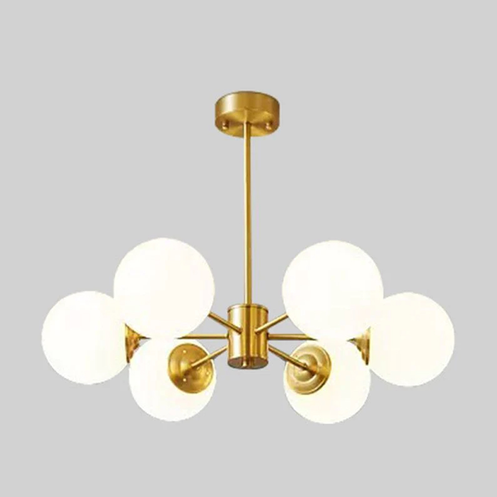 6-light Sputnik Chandelier Golden Molecular Shaped Brass Ceilight Light
