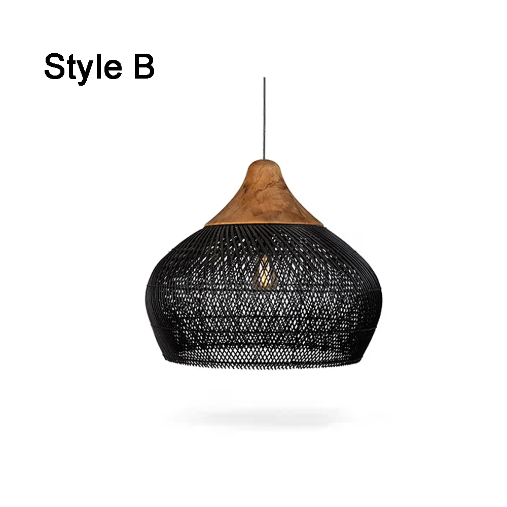 Rattan Pendant Light Wabi Sabi Style Retro Dining Room Chandelier