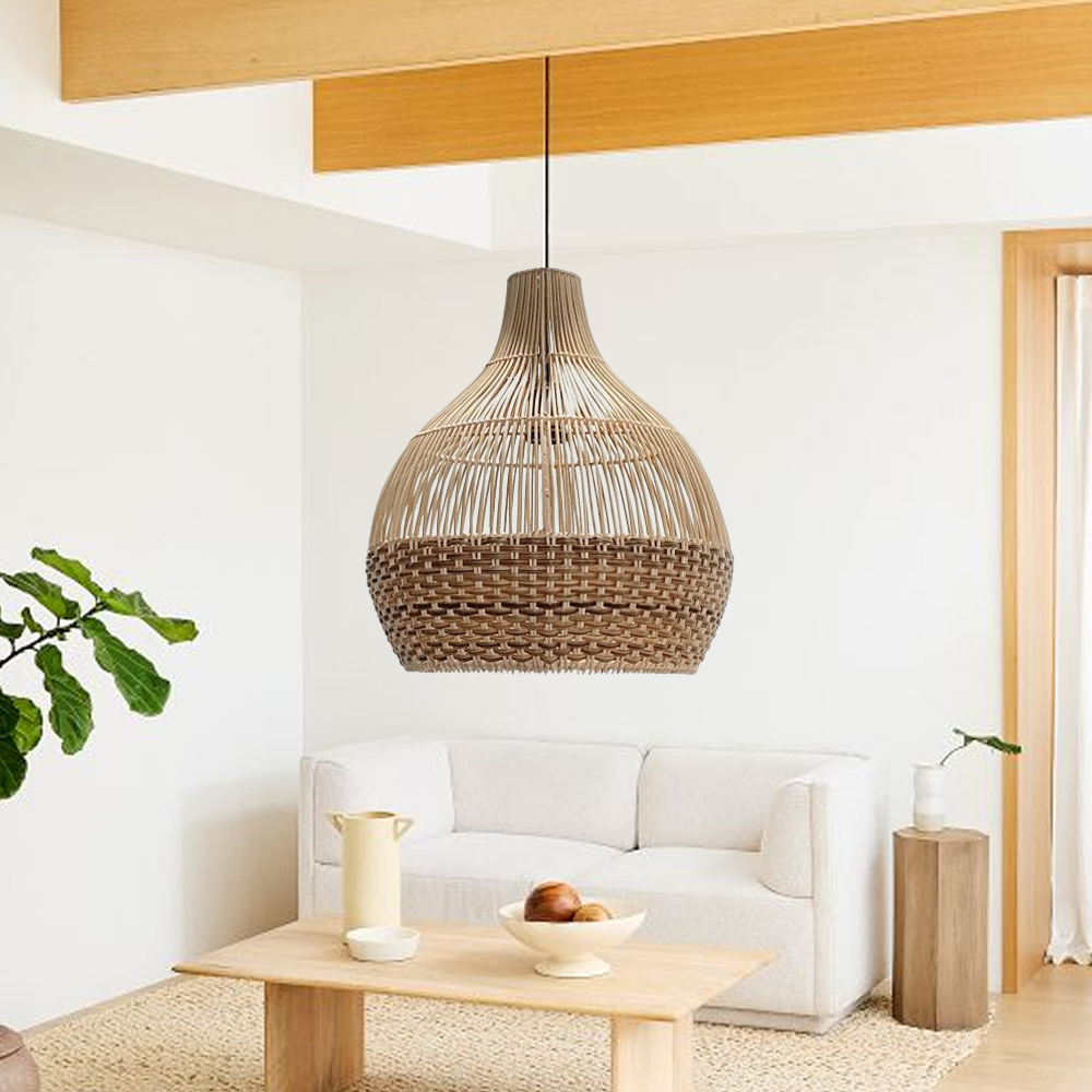 Paris Rattan Pendant Light Beautiful Boho Lampshade For Dining Room