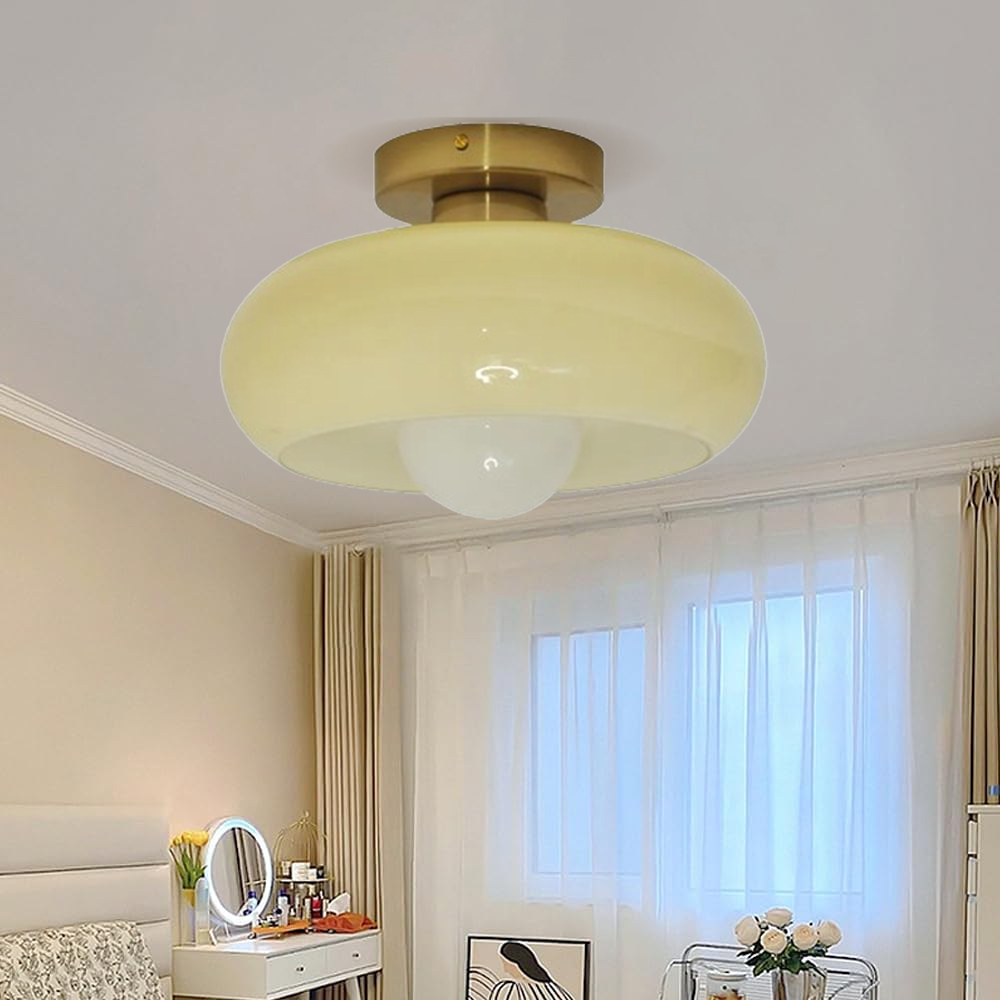 Retro Balcony Room Glass Ceiling Lamp Medievil Entrance Hall Bauhaus Corridor Aisle Study Light Fixture
