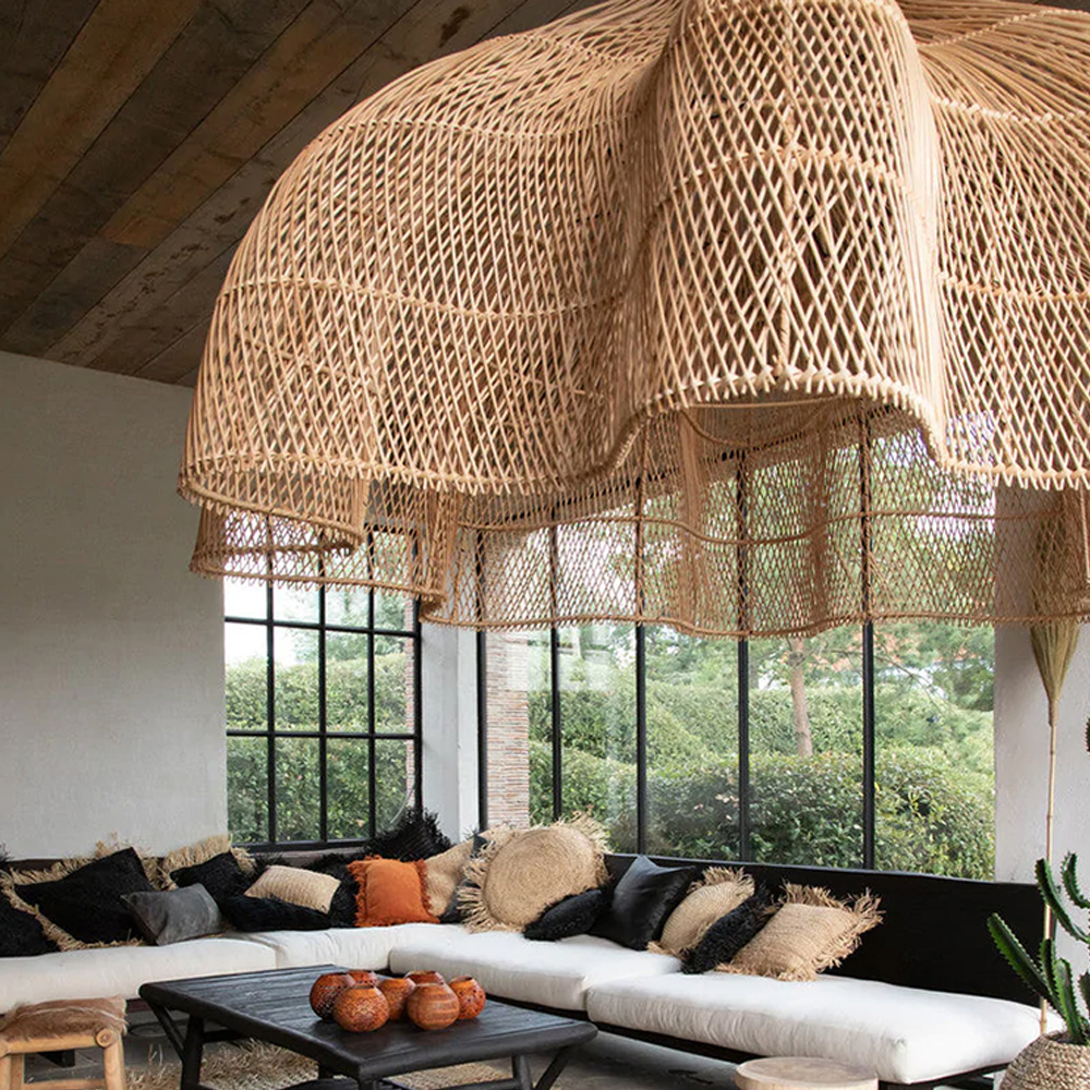 Justina Rattan Pendant Light Wabi Sabi Wicker Chandelier