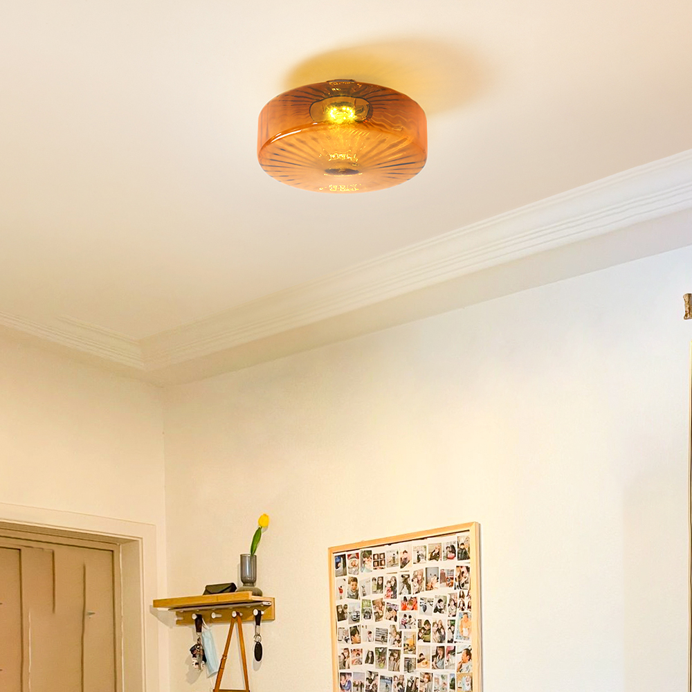 Bauhaus Glass Ceiling light French Medieval Water Ripple Aisle Lamp