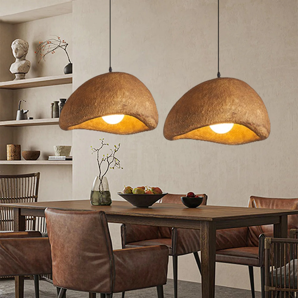 Nordic Living Room Resin Oval Ceiling Lamps Wabi-Sabi Pendant Light