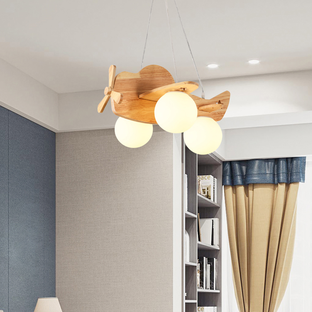 Creative Nordic Wooden Aircraft Lamp Children's Room Boys' Bedroom room Ceiling Light
