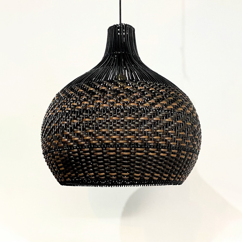 London Black Rattan Pendant Light