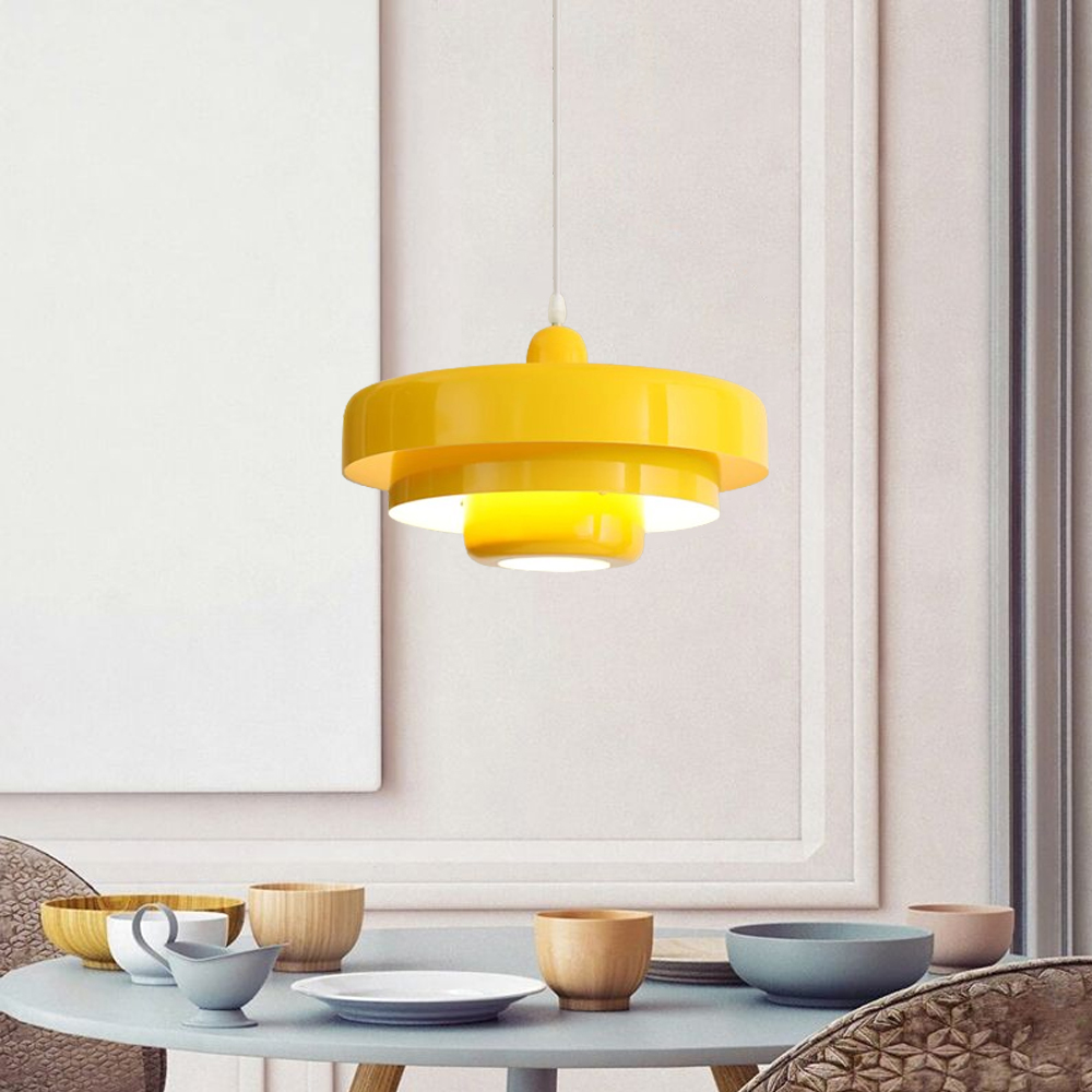 Classic Orange Metal Pendant Light Mid-Century Modern Green Bauhaus Mini Chandelier