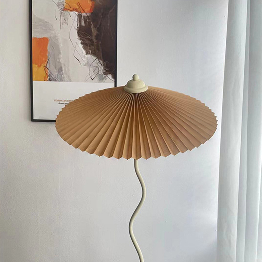 Vintage Pleated S-shaped Floor Lamp Designer Art Fabric Standing Lamps