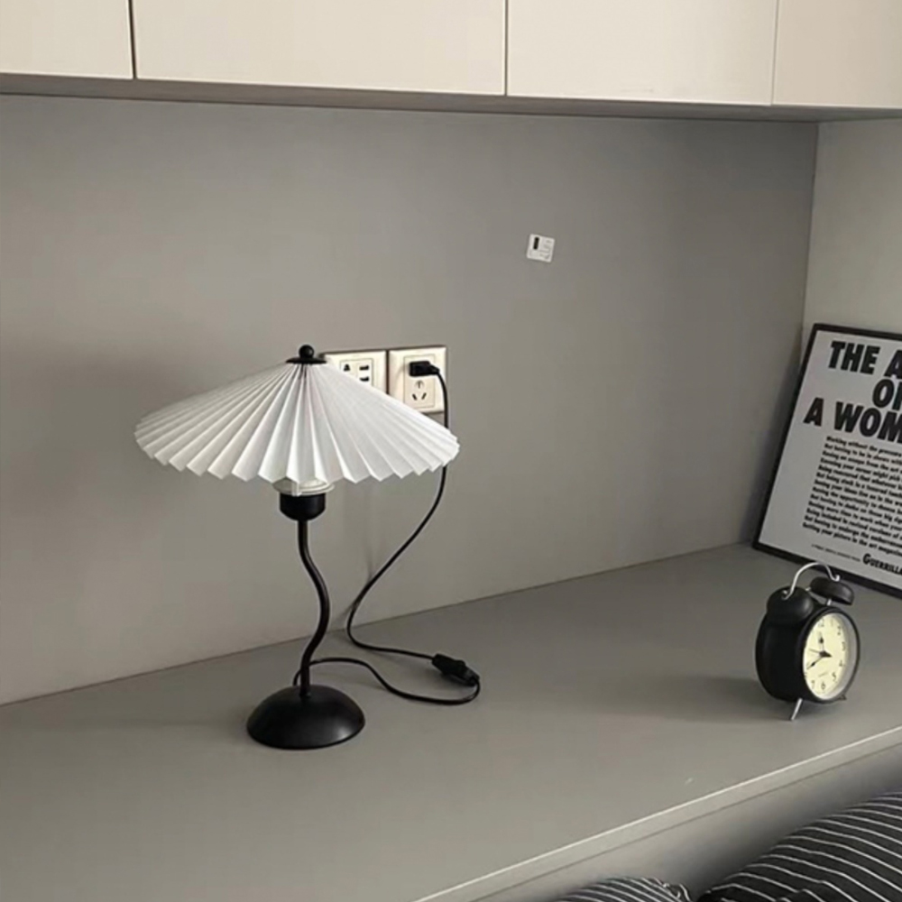 Nordic Simple Fabric Table Lamp Household Pleated Night Light
