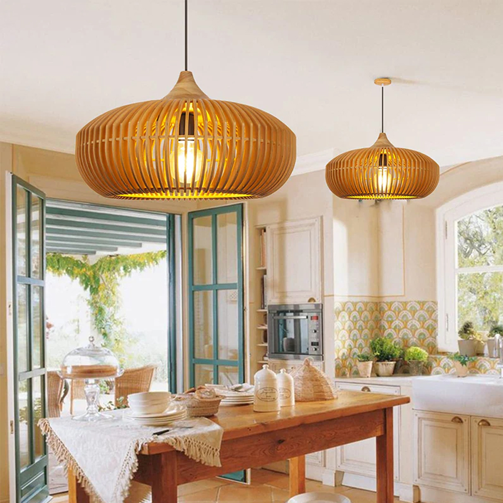 Nordic Wood Art Creative Living Room Pendant
