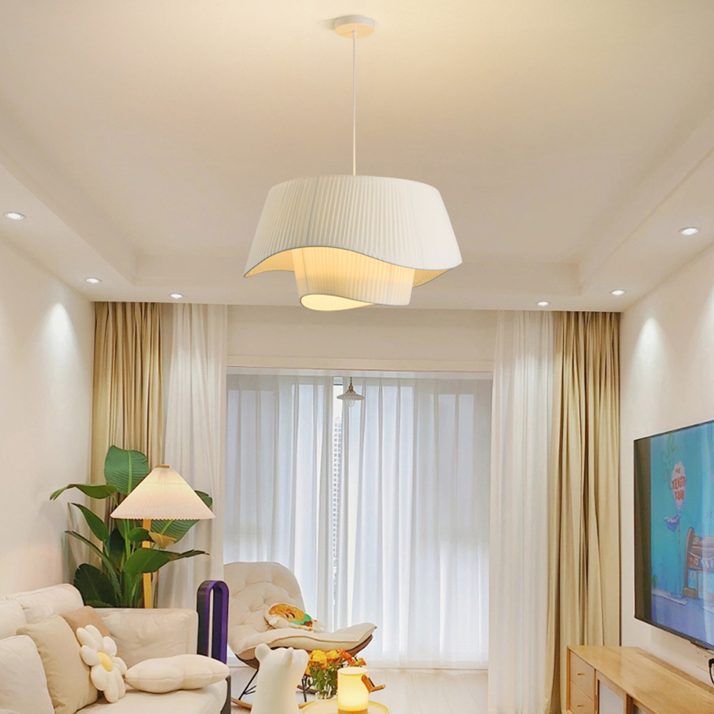 Living Room Fabric Chandelier Modern French Medieval Pendant Light Fixture