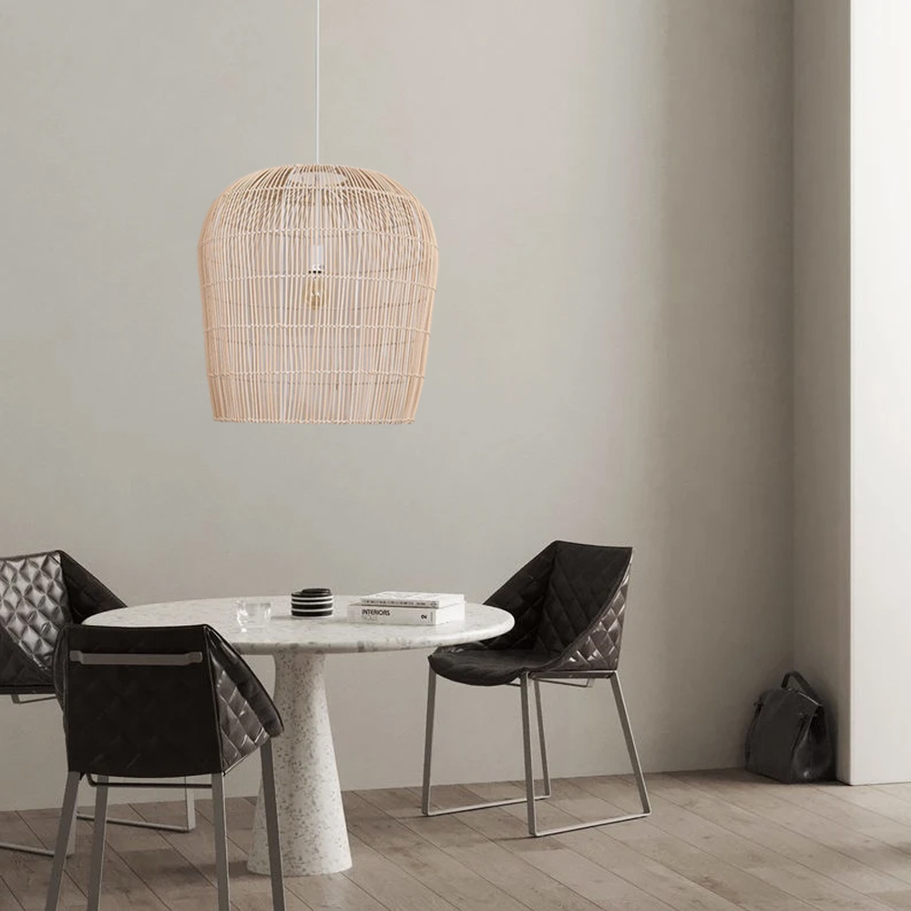  Wooden style natural rattan handmade woven chandelier