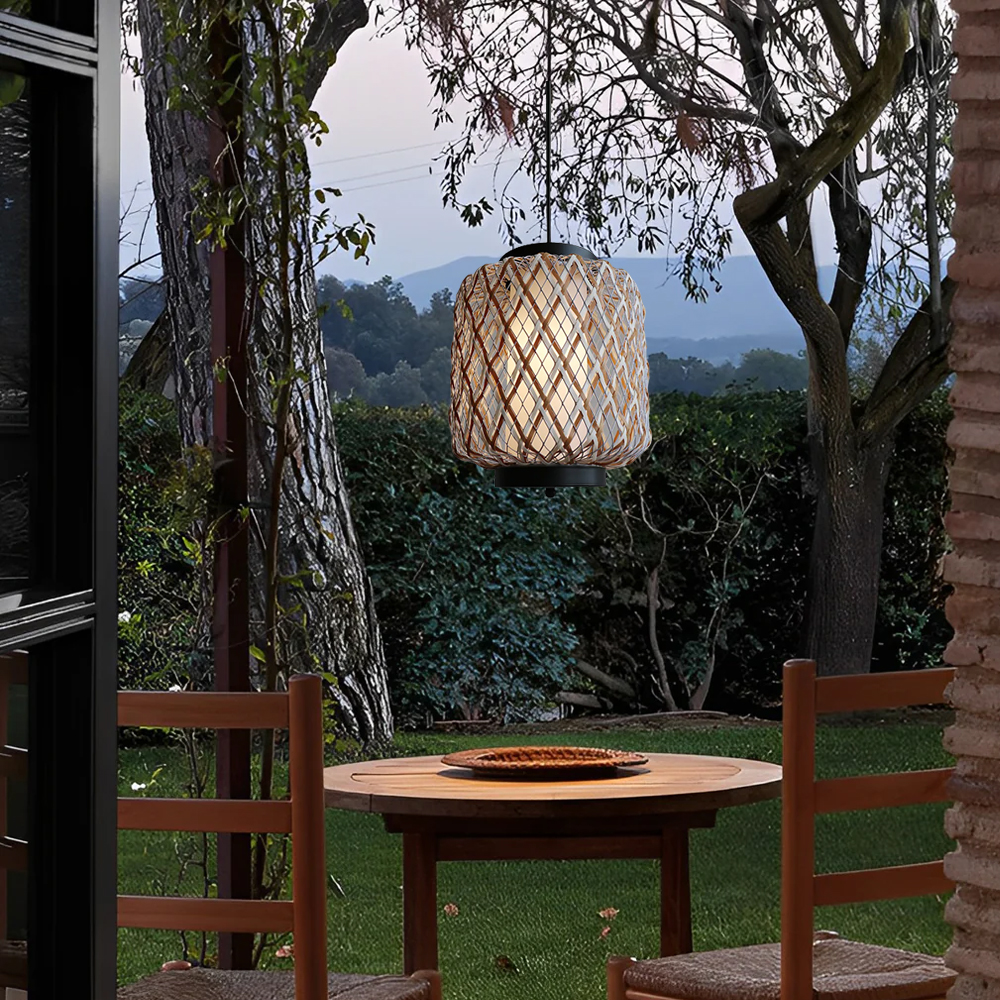 Outdoor Waterproof Lantern Chandelier Garden Balcony Rattan Decorative Lamps