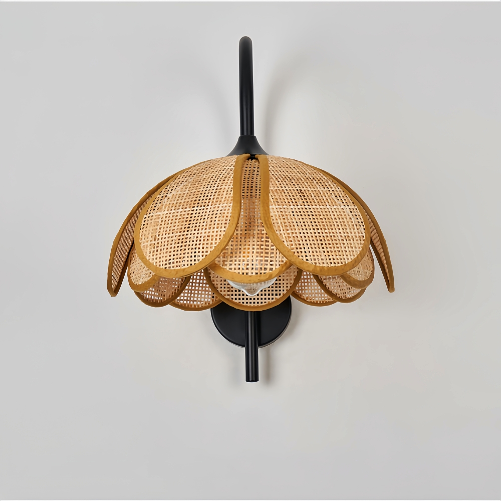 Japanese Wabi Sabi Style Rattan Woven Petal Wall Lamp