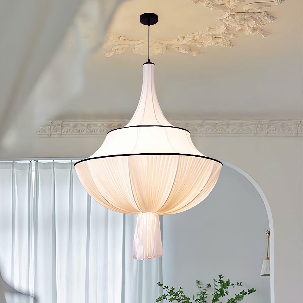 French Cream Style Satin Fabric Chandelier