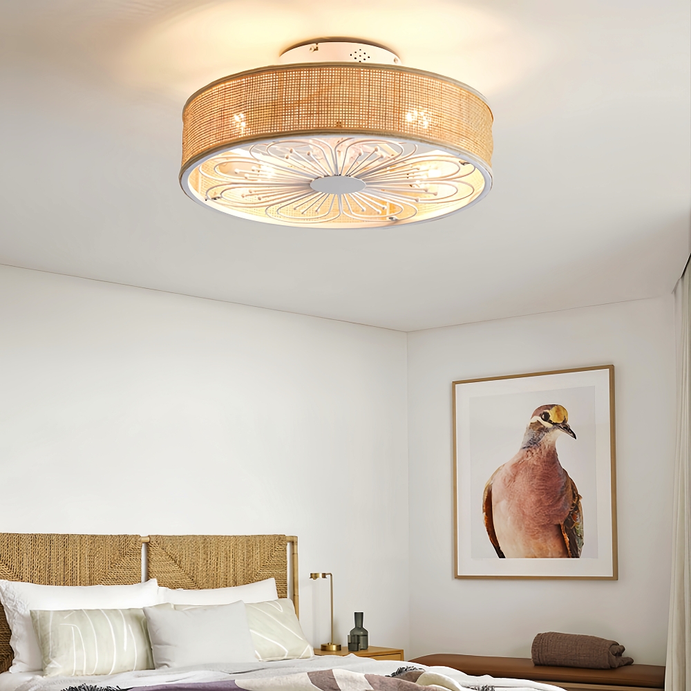 Japanese Retro Rattan Fan Ceiling Light