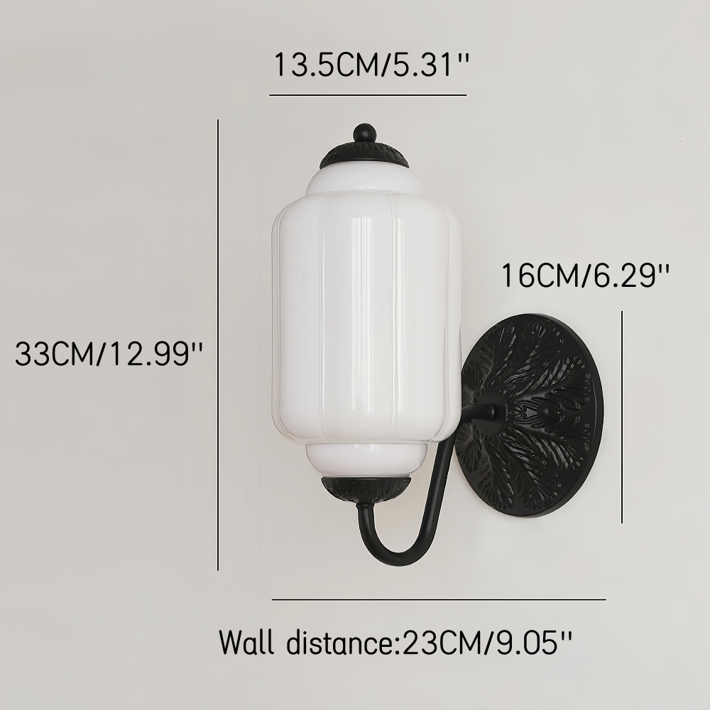 French Retro Copper Glass Wall Lamp Aisle Cream Style Light Fixture