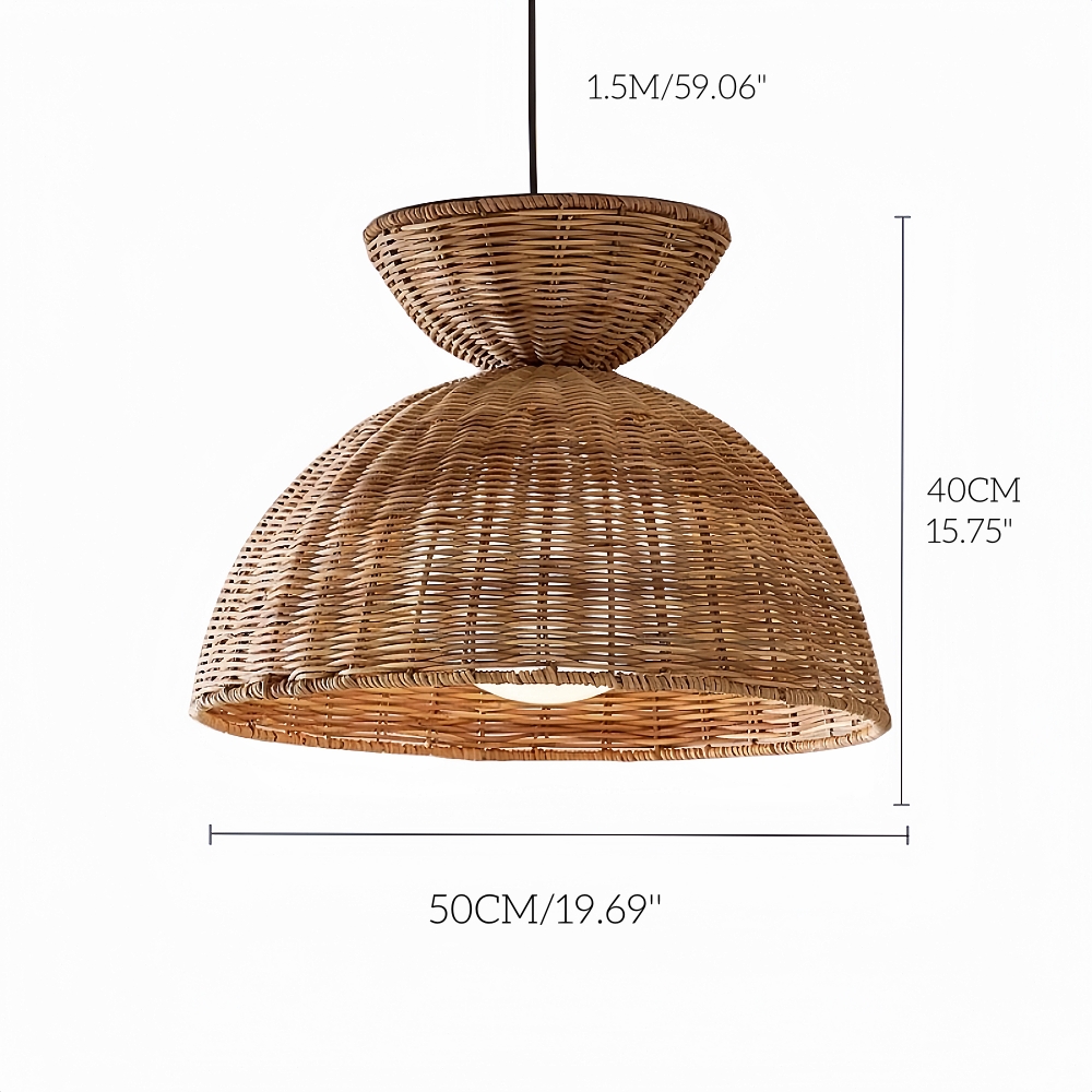 Wabi Sabi Style Dark Handmade Rattan Bird's Nest Shaped Pendant Light