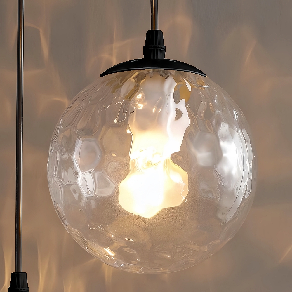 Hardwired Black Staircase Pendant Lights 400 CM/13.12ft Long Multiple Glass Sphere Chandelier