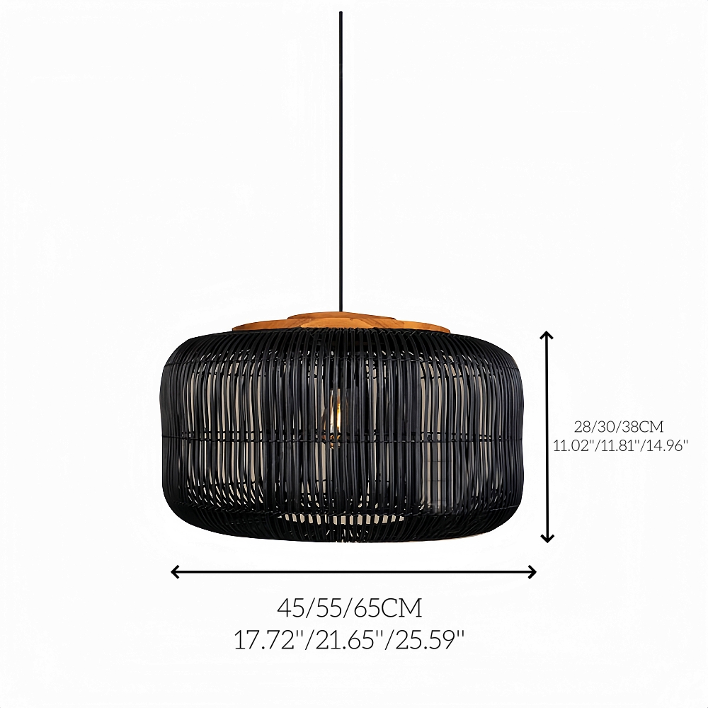 Retro Style Capsule Shaped Rattan Pendant Light Dining Living Room