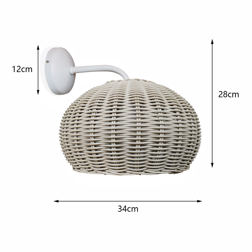 Woven Rattan Waterproof Outdoor Wall Lamp For Courtyard