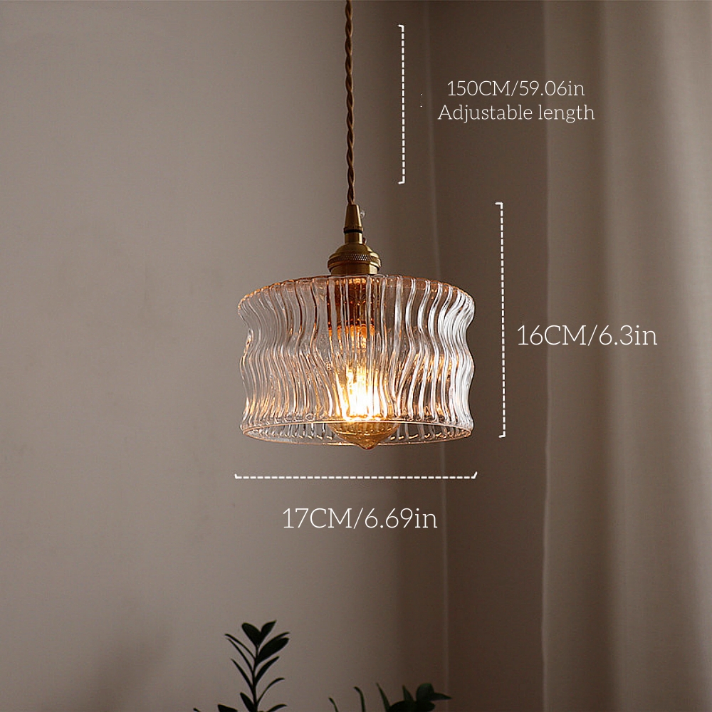 Japanese retro brass bark patterned glass chandelier