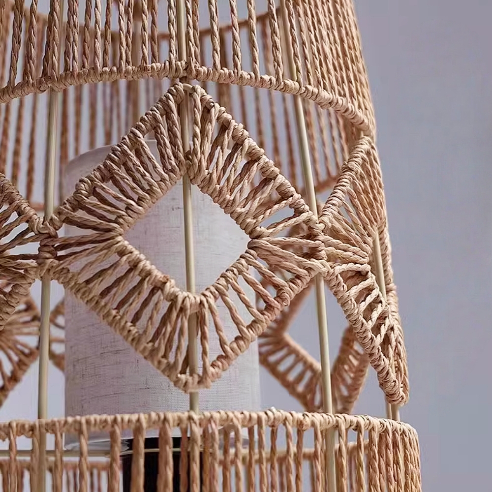 Wabi Sabi Style Handmade Woven Rope Woven Floor Lamp