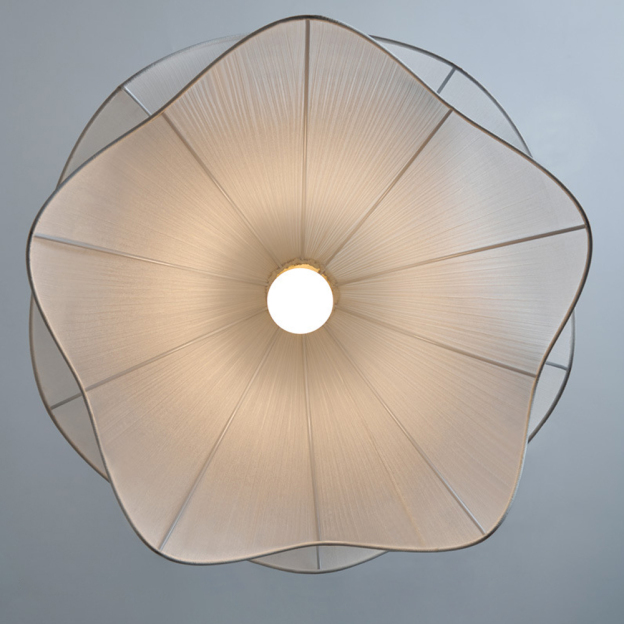 Simple Anna White Fabric Pendant Light French Living Room Flower Petal Chandelier