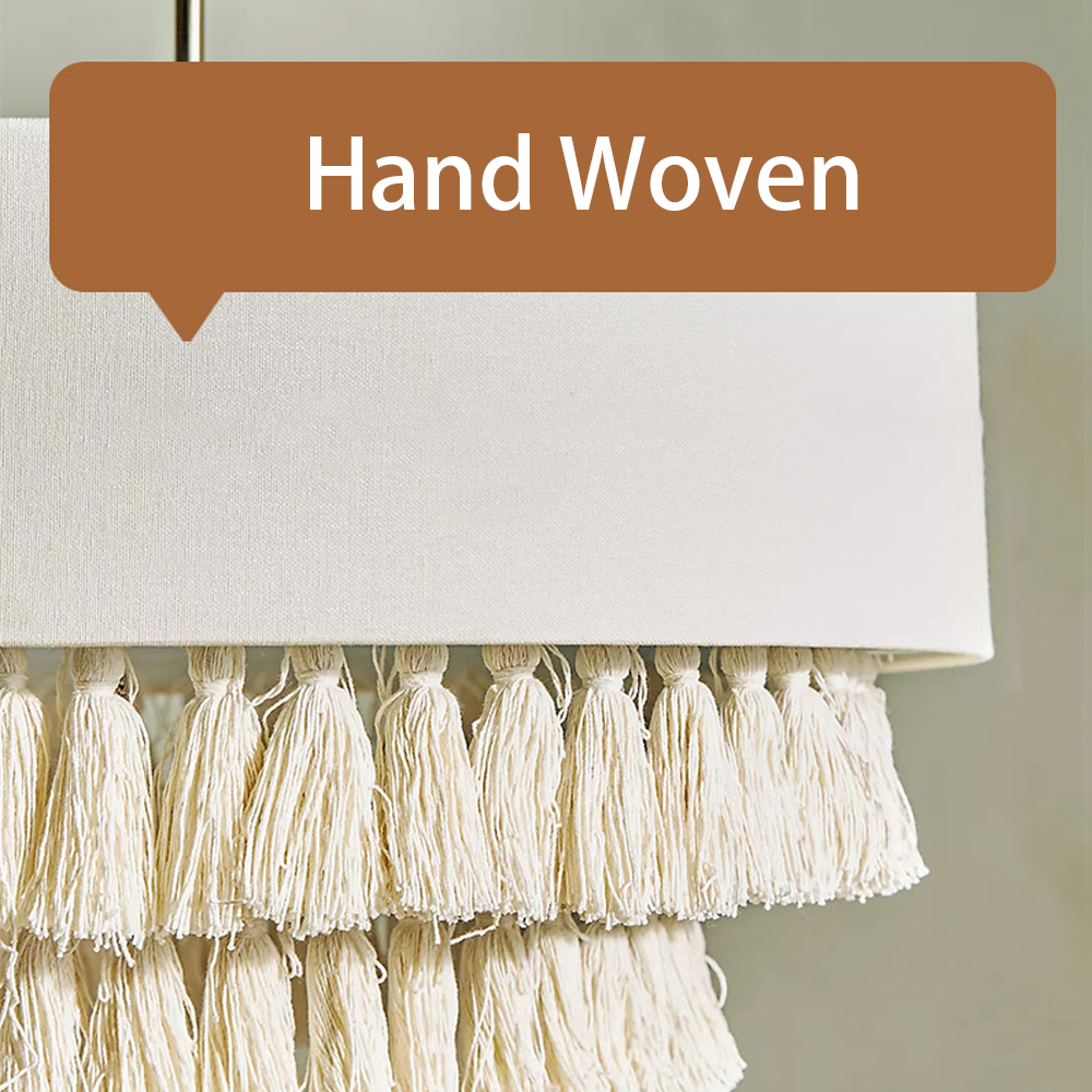Bohemian Hemp Rope Tassel Chandelier Creative Bedroom Fabric Ceiling Lamp