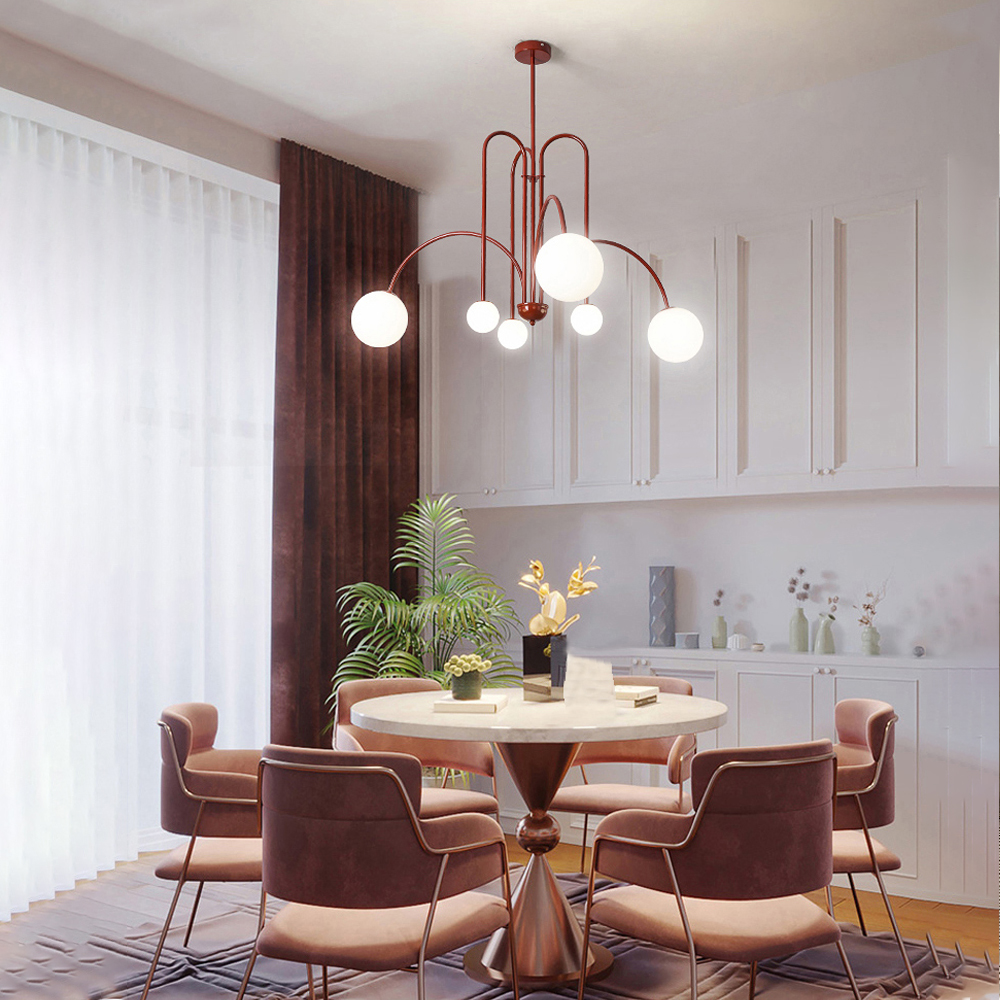 French Art Deco Pendant Lights Minimalist Living Room Glass Chandelier