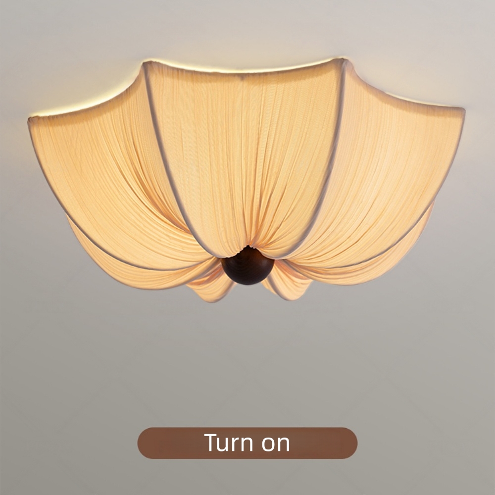 French Retro Fabric Petal Ceiling Light Vintage Flush Mount