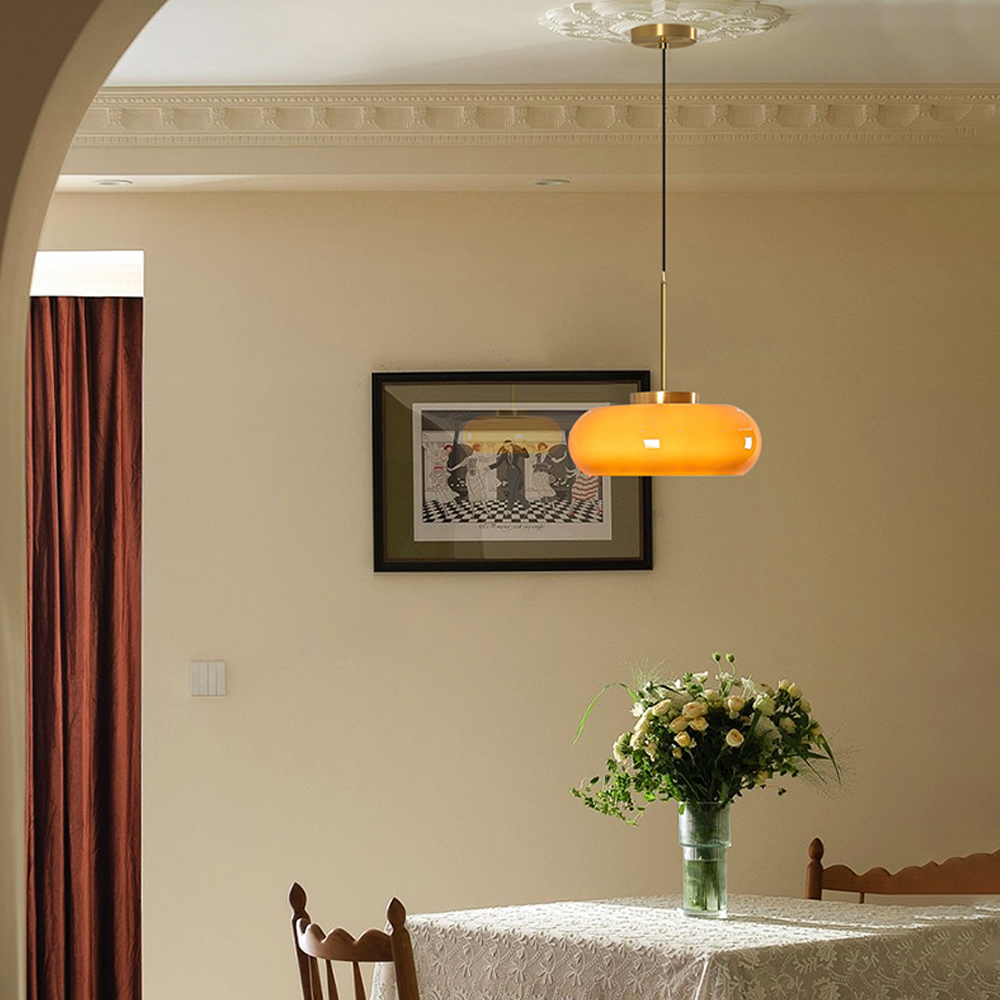 Nordic Yellow Glass Chandelier Kitchen Island Dining Room Pendant Light