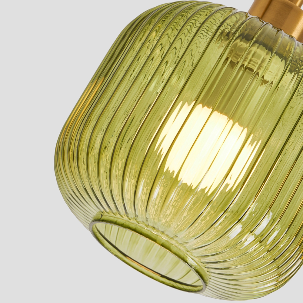 Vintage Green Glass Floor Lamp Water Ripple Light Shadow Effect