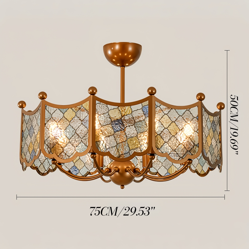 Mid-Century Vintage Enameled Glass Chandelier